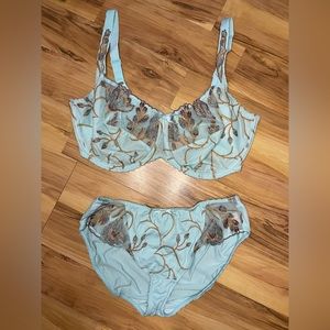 New Fauve Matching Bra Set Baby Blue 38G | Large brief panties